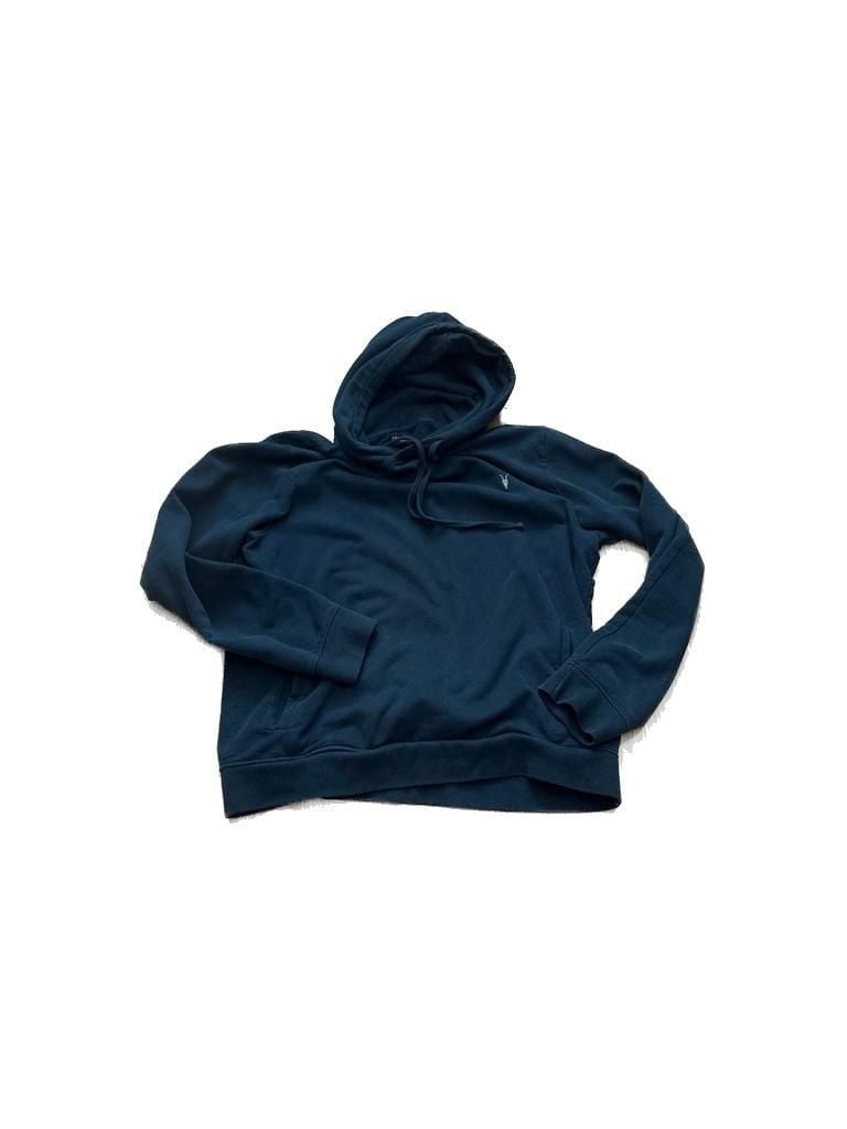 Allsaints Raven Pullover Ramskull Logo Hoodie Medium Blue